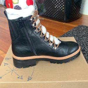 Indigo Rd Black Combat Boots with Fur Detail